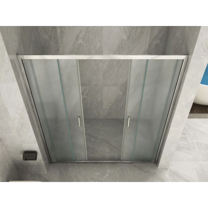 foto del prodotto box porta doccia doppia apertura scorrevole centrale vetro opaco anticalcare 6mm 170 168 171 x h190 cm