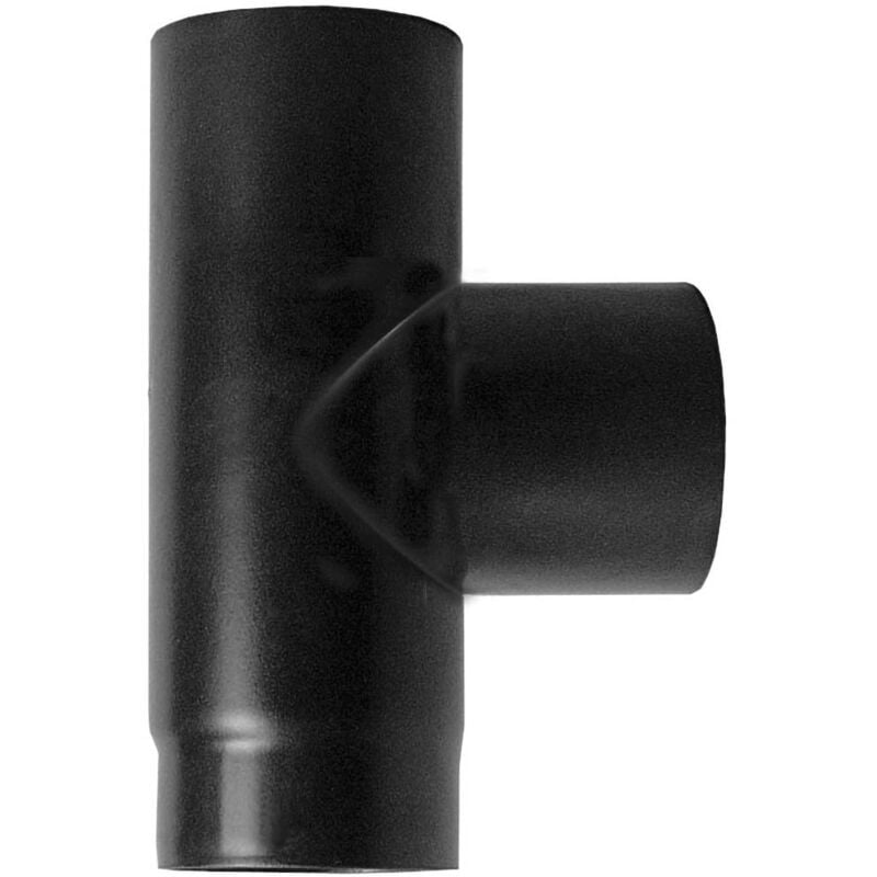 foto del prodotto mbm raccordo caldaia a t 90 fm f dn 150 smaltato 600 gradi stufa legna tubo nero ce made in italy