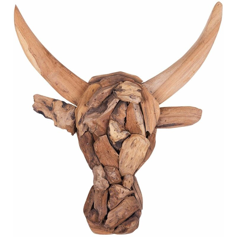 foto del prodotto beliani figura decorativa legno chiaro bull bull head