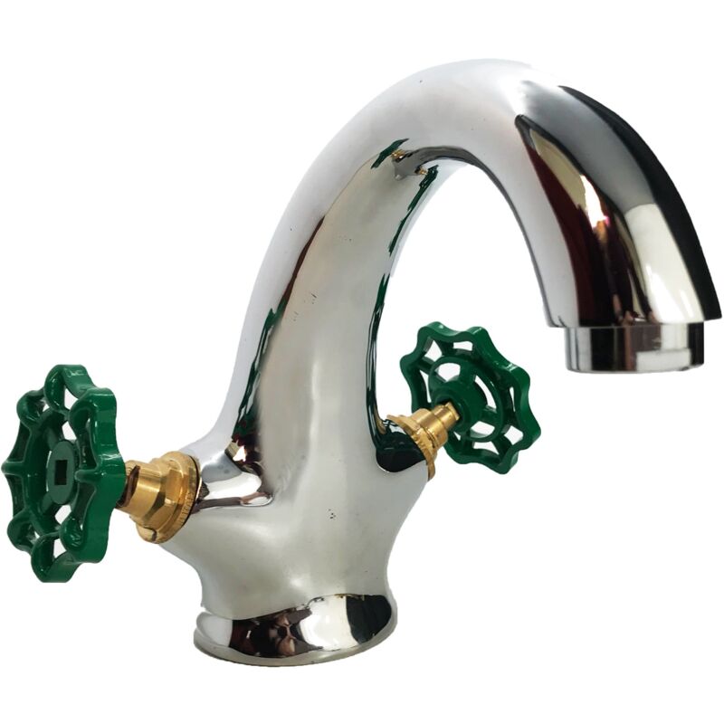 foto del prodotto bagnoclic rubinetto bagno lavabo maniglie verdi industrial, stile industrial