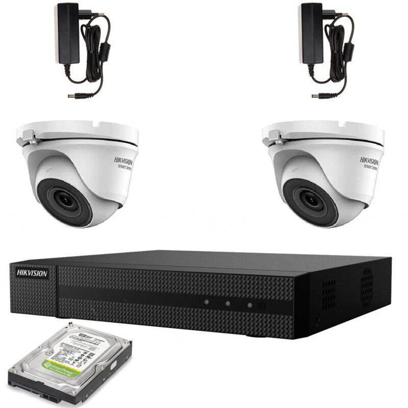 foto del prodotto kit videosorveglianza hikvision 2 telecamere 5 mpx dvr 4 canali hd 500gb