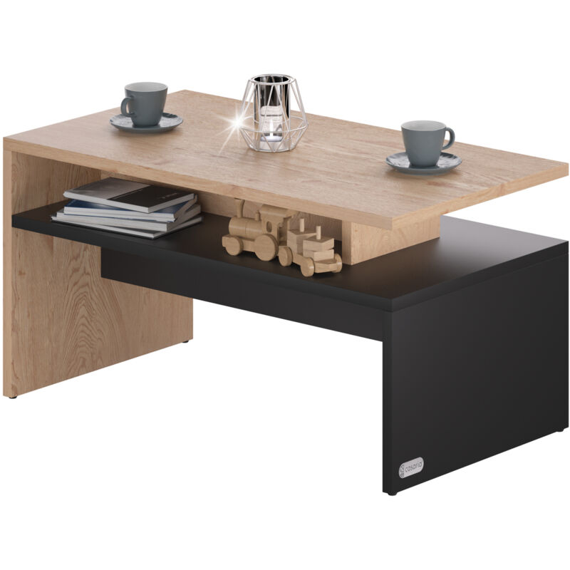 foto del prodotto tavolino salotto da divano 95x55x50cm mobiletto basso in legno holz grau de casaria