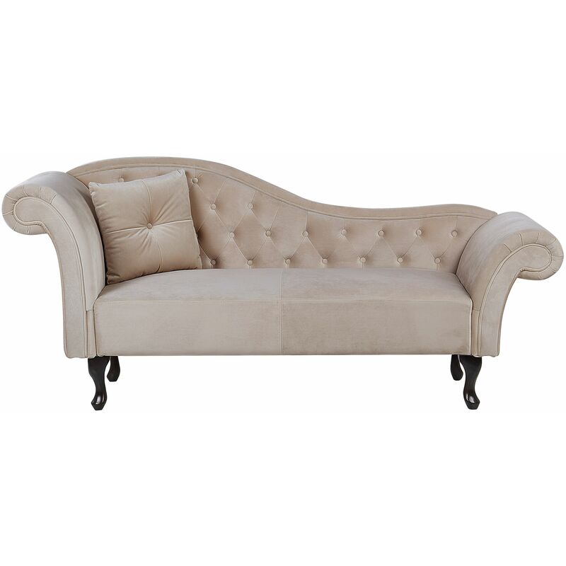 foto del prodotto beliani chaise lounge stile retr vintage lato sinistro velluto beige lattes