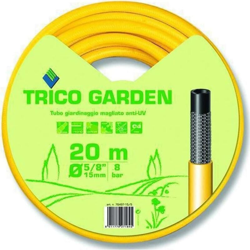 foto del prodotto tubo acqua irrigazione innaffiare trico garden giallo nero metri 20 diametro 5 8