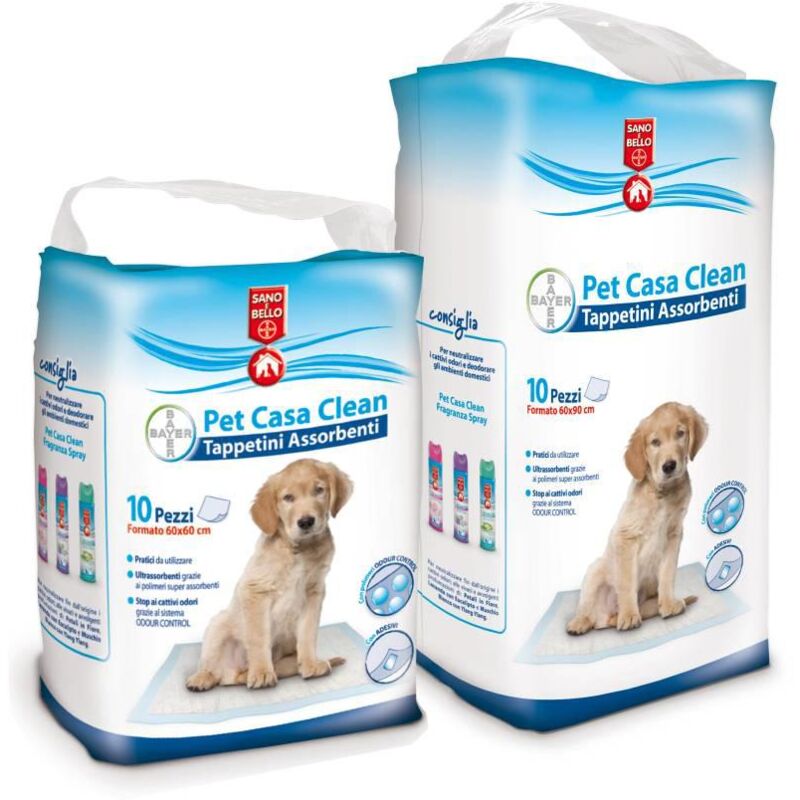 foto del prodotto bayer 10pz tappetini tappetino panno assorbente pet casa clean per cani cm.60x60