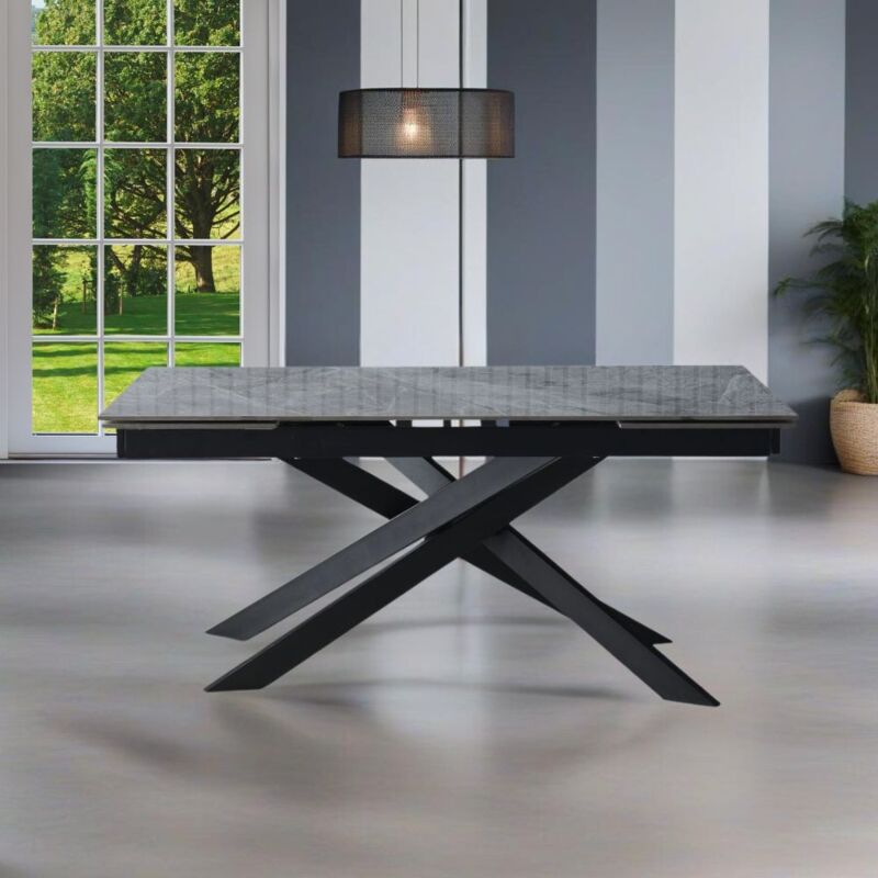 foto del prodotto tavolo allungabile piano ceramica grigio marmoreo italiano plato 160x90x76h
