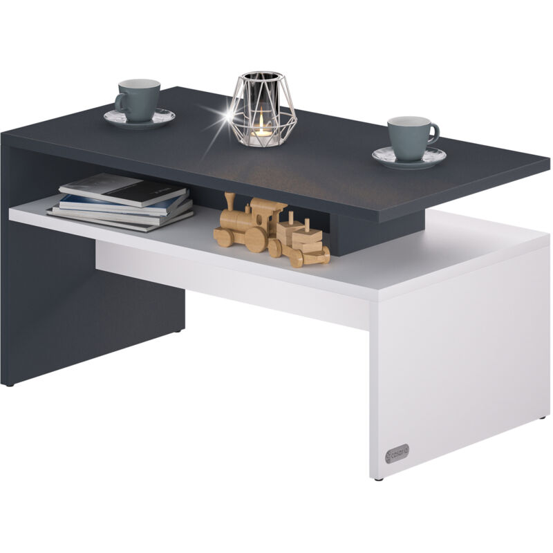 foto del prodotto tavolino salotto da divano 95x55x50cm mobiletto basso in legno wei schwarz de casaria