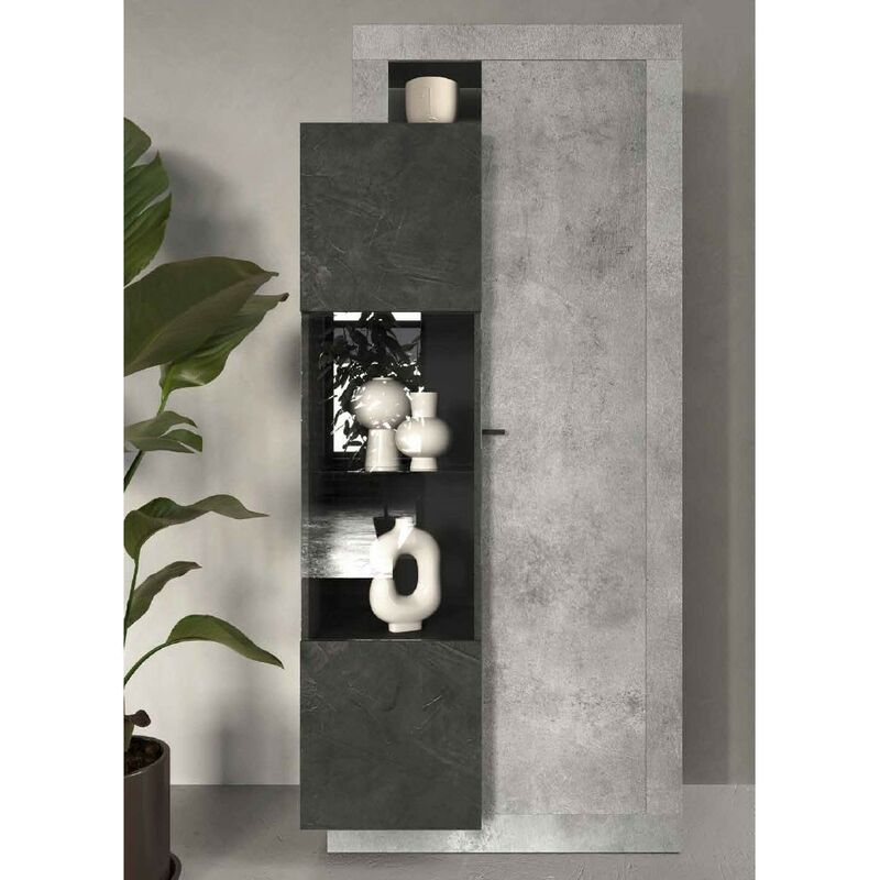 foto del prodotto credenza vetrina soggiorno 2 ante l87x188x42 cm freedom cemento piombo