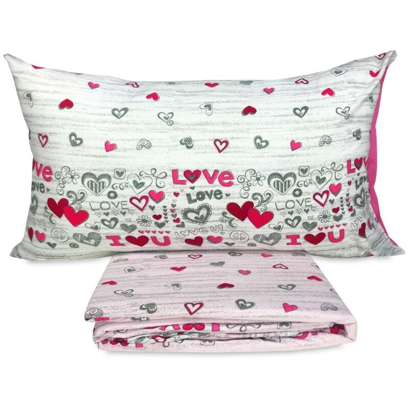 foto del prodotto tex family copripiumino in microfibra love rosa peace and love cm. 250x200