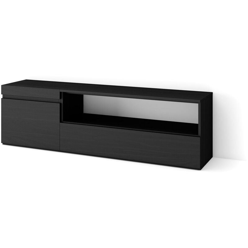 foto del prodotto mobile tv soggiorno, ampio spazio a disposizione, 150x45x35cm, per tv fino a 65 , mobile soggiorno, stile moderno, nero skraut home