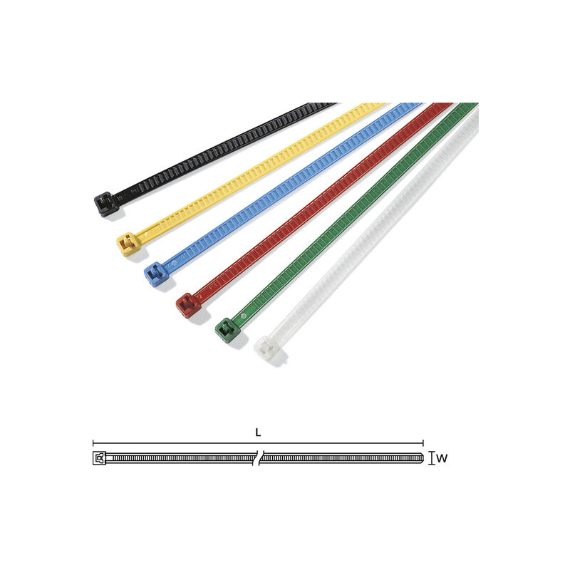foto del prodotto set di 25 collari gialli di serraggio riaperti 195x4,7mm pa66 hellermanntyton