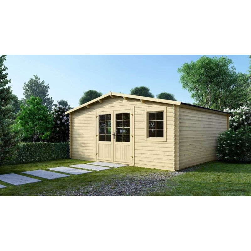 foto del prodotto casetta da giardino in legno 25m2 5x5m 28mm colore naturale dom591