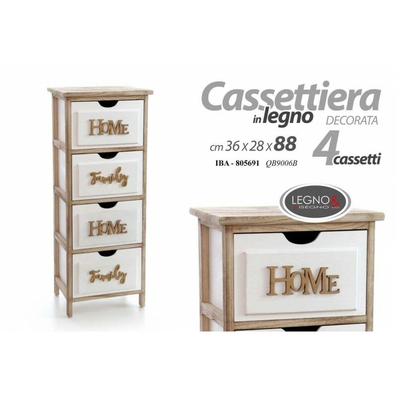 foto del prodotto cassettiera home family bianco legno cm 88 h