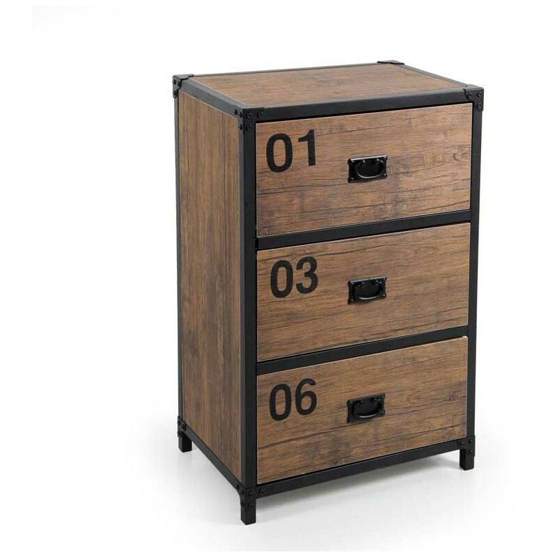 foto del prodotto mobile cassettiera urban industrial legno metallo cm 59 x 39 x 89 h