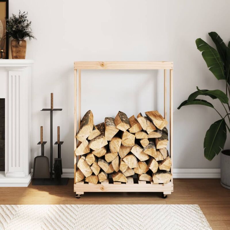foto del prodotto vidaxl portalegna con ruote 76,5x40x108 cm legno massello di pino