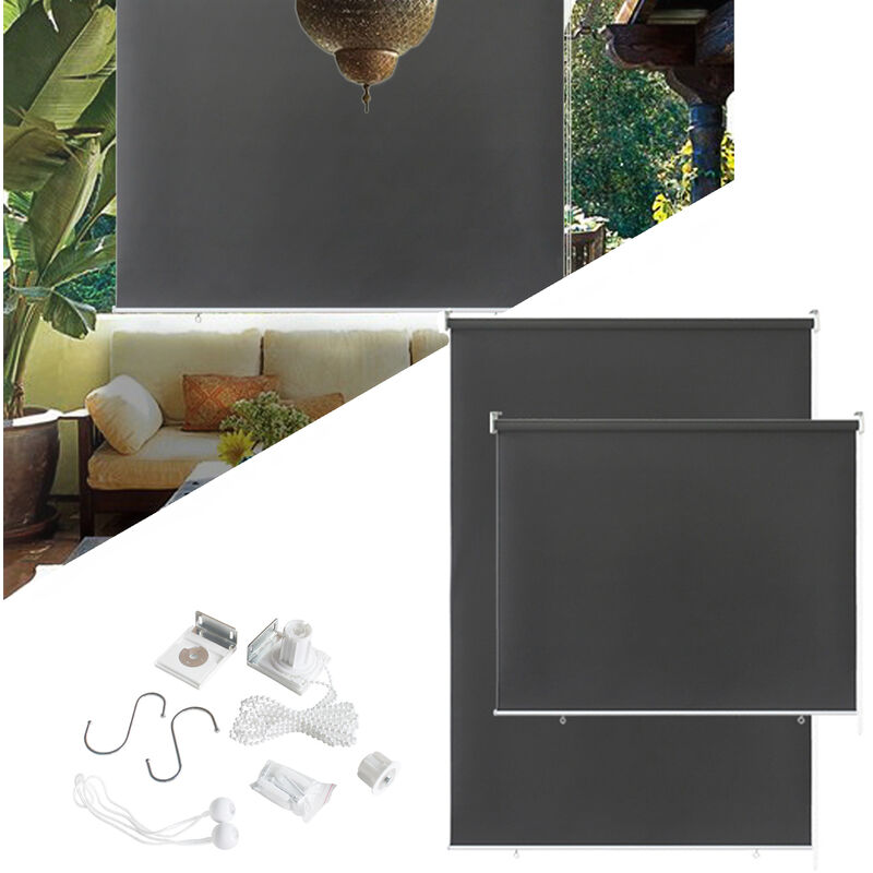 foto del prodotto hengmei tenda a rullo per esterni, tenda verticale per balconi tenda oscurante per privacy 140x140cm, antracite 