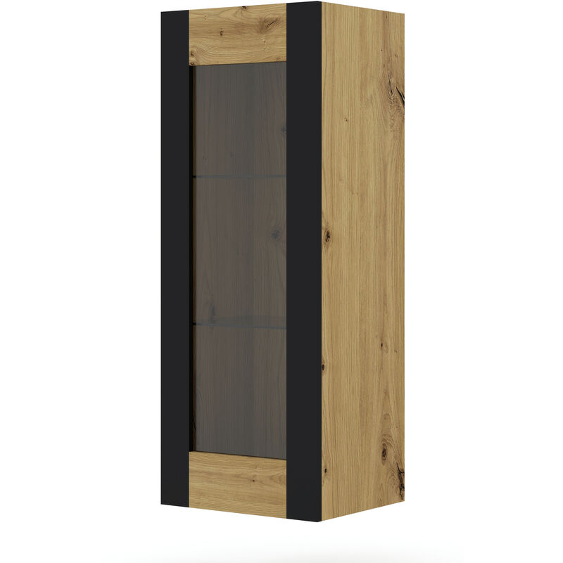 foto del prodotto bim furniture vetrina mondi 125 cm in rovere artigianale nero opaco