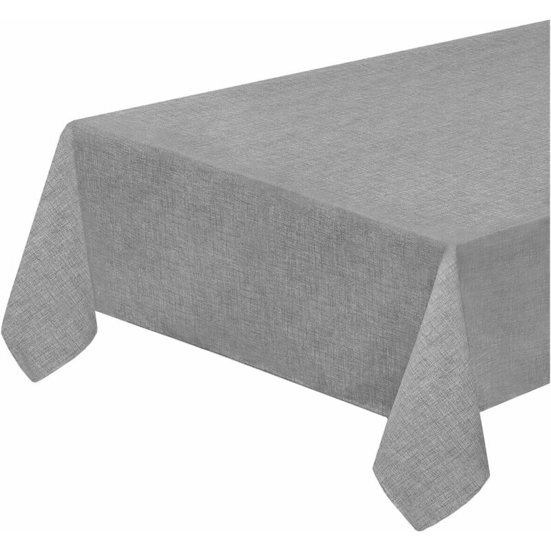foto del prodotto tovaglia tavolo cucina antimacchia bordata plastificata copritavolo pastello tinta unita antracite 135x135 cm
