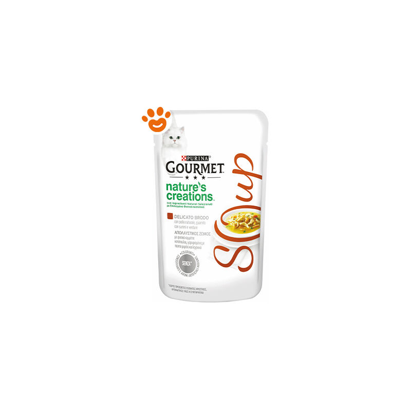 foto del prodotto purina cat gourmet nature s creations soup pollo e surimi purina cat gourmet nature s creations soup pollo e surimi bustina da 40 gr