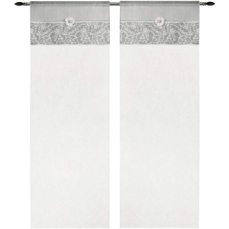 foto del prodotto emmevi mv s.p.a. tende coppia finestra porta interno tessuto shabby chic margherita grigio 60x240 cm
