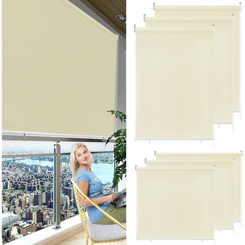 foto del prodotto hengmei tenda a rullo per esterni, tenda verticale per balconi tenda oscurante per privacy 140x140cm, beige 