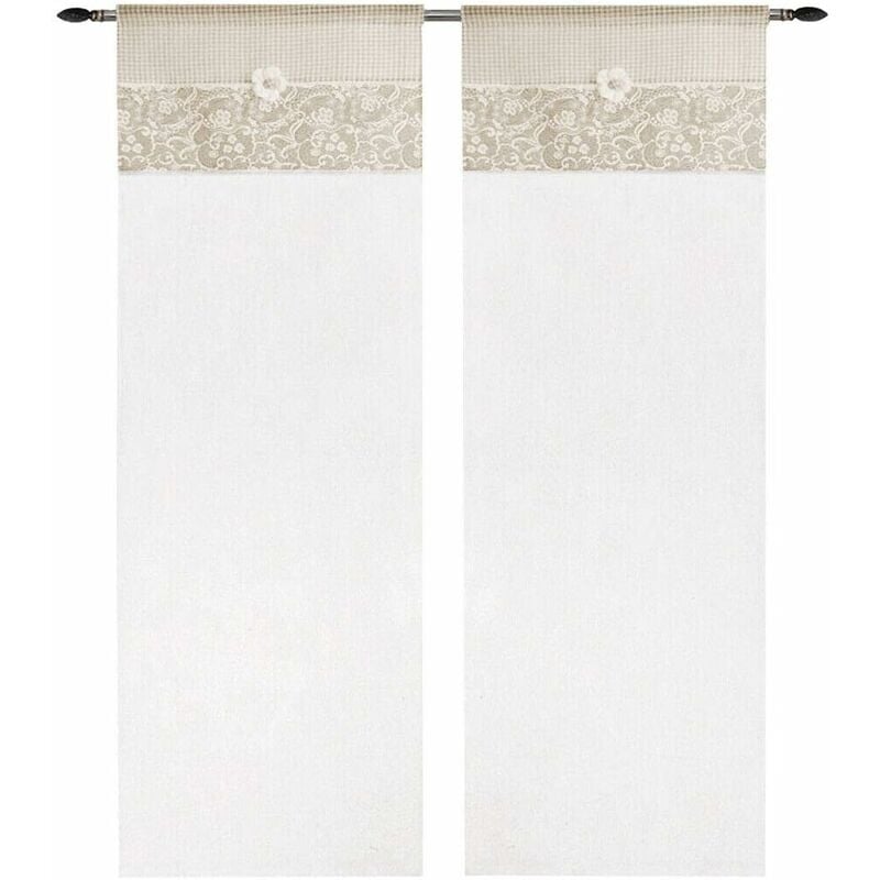 foto del prodotto emmevi mv s.p.a. tende coppia finestra porta interno tessuto shabby chic margherita tortora 60x240 cm