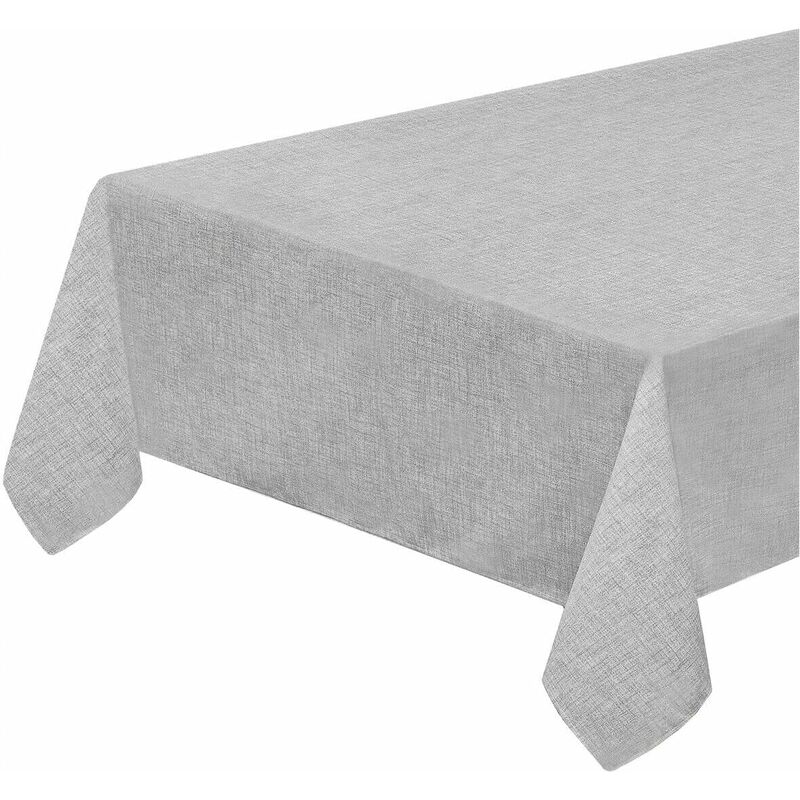 foto del prodotto tovaglia tavolo cucina antimacchia bordata plastificata copritavolo pastello tinta unita grigio 135x180 cm