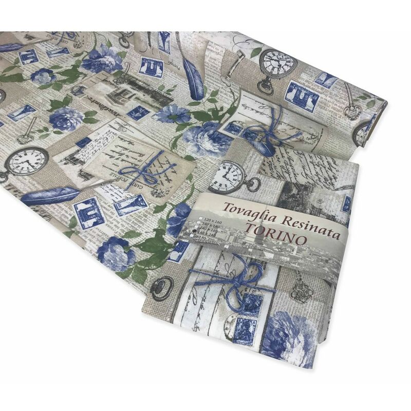 foto del prodotto tex family tovaglia antimacchia resinata torino shabby blu cm. 140x140 x4 persone