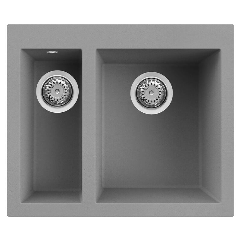foto del prodotto lavello elleci incasso 2 vasche 59x50 quadra 150 granitek grigio cemento lgq15048