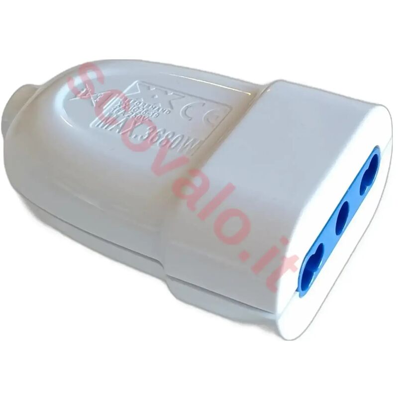 foto del prodotto presa elettrica volante bivalente 10 16a italiana bianco 16a