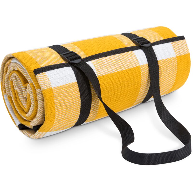 foto del prodotto paco home manta de picknick camping xxl playa picknick impermeable al agua con asa giallo 3, 200x300cm
