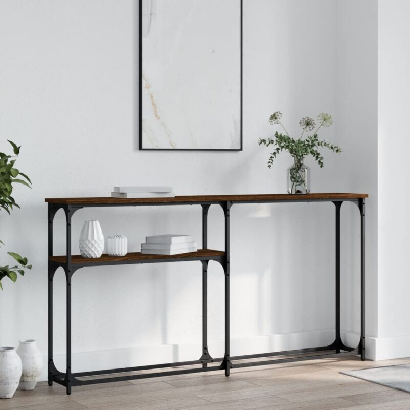 foto del prodotto vidaxl tavolo consolle rovere marrone 145x22,5x75 cm legno multistrato