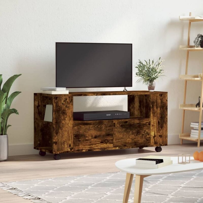 foto del prodotto vidaxl mobile tv rovere fumo 102x34,5x43 cm in legno multistrato