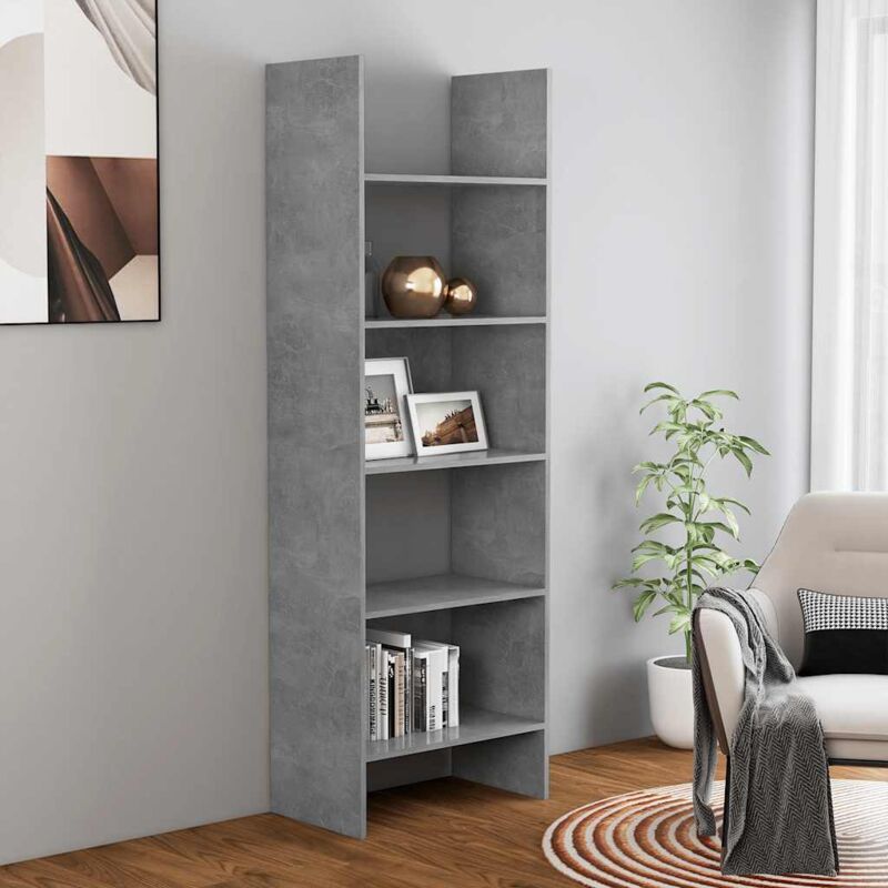 foto del prodotto vidaxl libreria grigio cemento 60x35x180 cm in legno multistrato