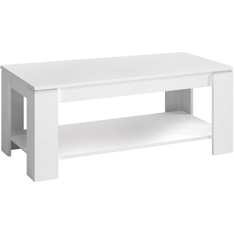 foto del prodotto tavolino da salotto, tavolino da caff con ripiano elevabile, tavolo basso da soggiorno, cm 102x50h43 54, bianco opaco