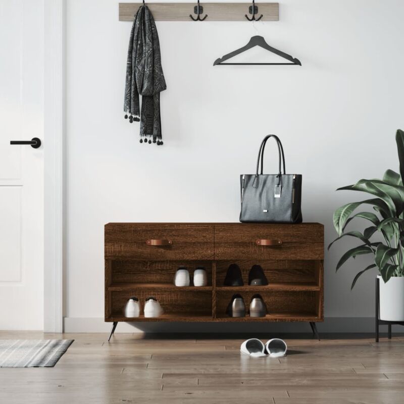 foto del prodotto panca porta scarpe rovere marrone 102x35x55cm legno multistrato vidaxl