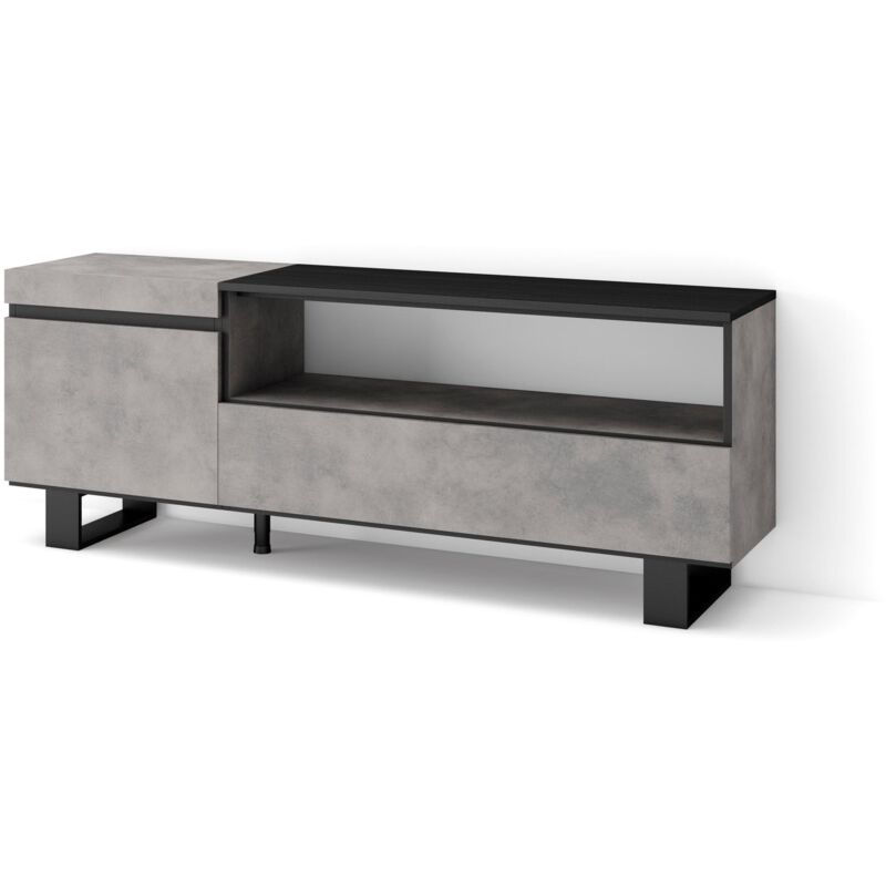 foto del prodotto skraut home mobile tv soggiorno, ampio spazio a disposizione, 150x57x35cm, per tv fino a 65, design industriale, stile moderno, grigio cemento