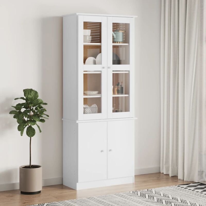 foto del prodotto vidaxl vetrina alta bianca 77x35x186,5 cm in legno massello di pino