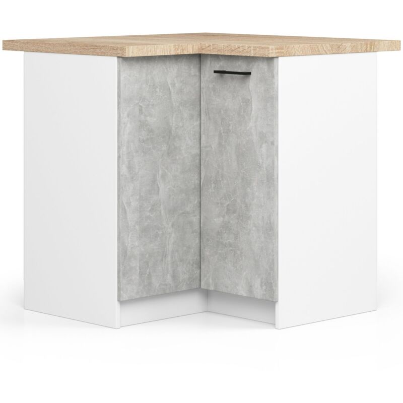 foto del prodotto mobile cucina modulare con piano di lavoro akord oliwia bianco 90 cm 2 ante inserto frontale cemento 90x46x85 cm