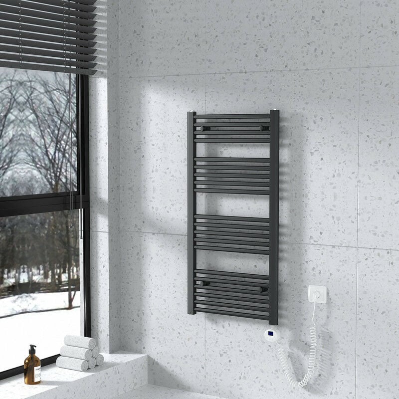 foto del prodotto scaldasalviette elettrico radiatore antracite 1000 x 500 mm termoarredo elettrico termostato 500 watt meykoers