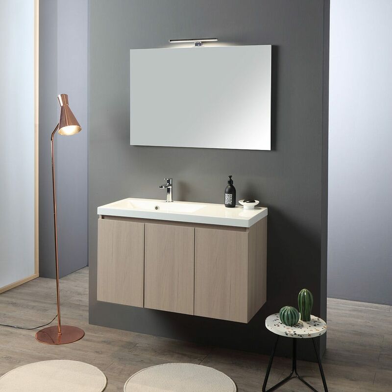 foto del prodotto kiamami valentina mobile bagno sospeso 3 ante 90cm vasca sx con specchio 90x60 malaga