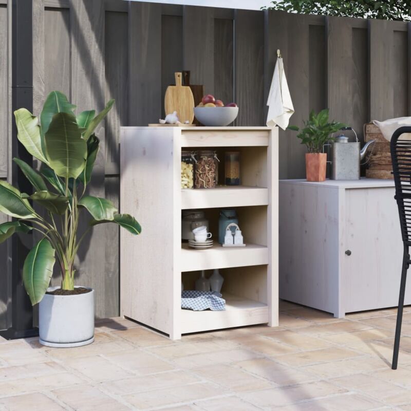 foto del prodotto mobile da cucina da esterno bianco 55x55x92 cm legno massello di pino