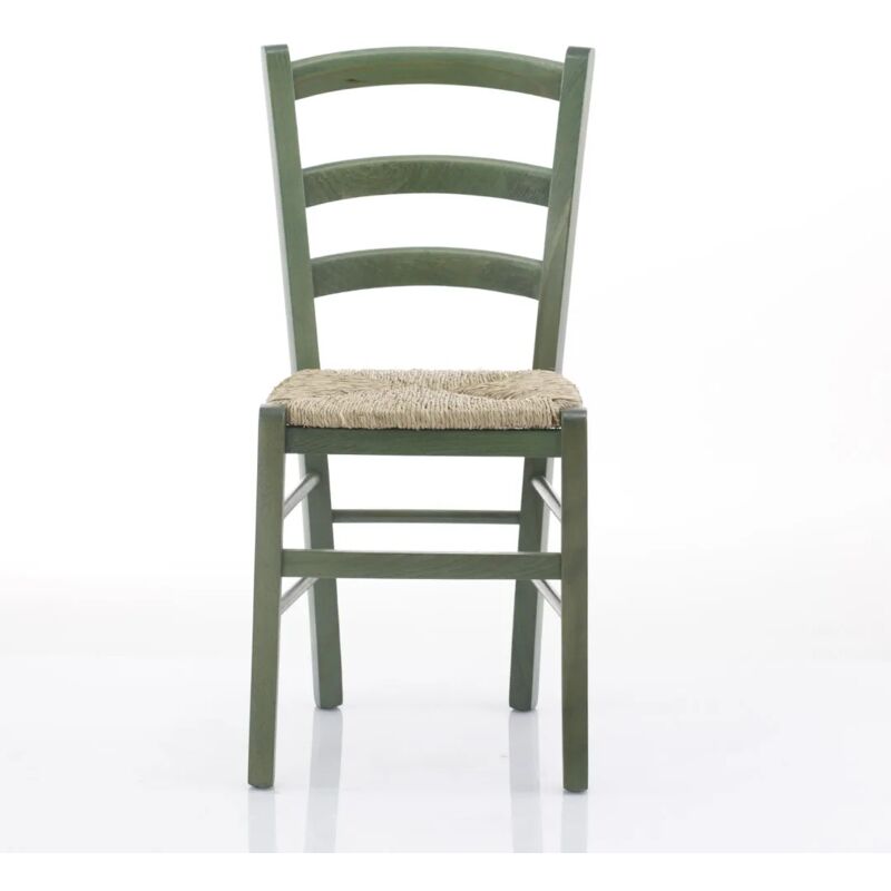 foto del prodotto sedia venezia con seduta in paglia anilina verde 41x45x88 seduta 46