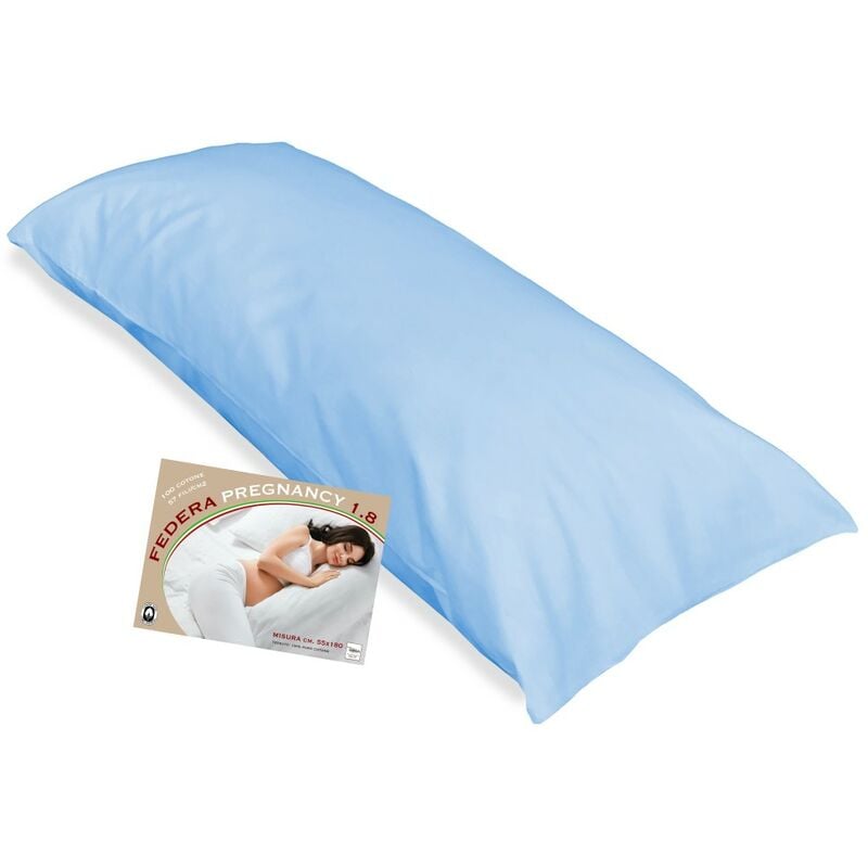 foto del prodotto tex family federa per cuscino gravidanza pregnancy 1.8 misura cm. 55 x 180 azzurro