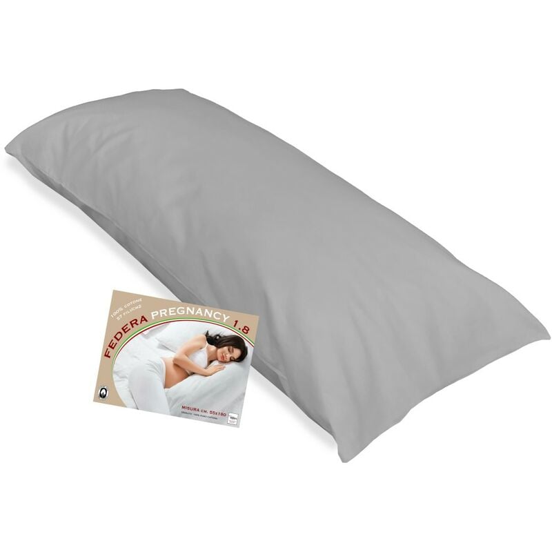 foto del prodotto tex family federa per cuscino gravidanza pregnancy 1.8 misura cm. 55 x 180 grigio