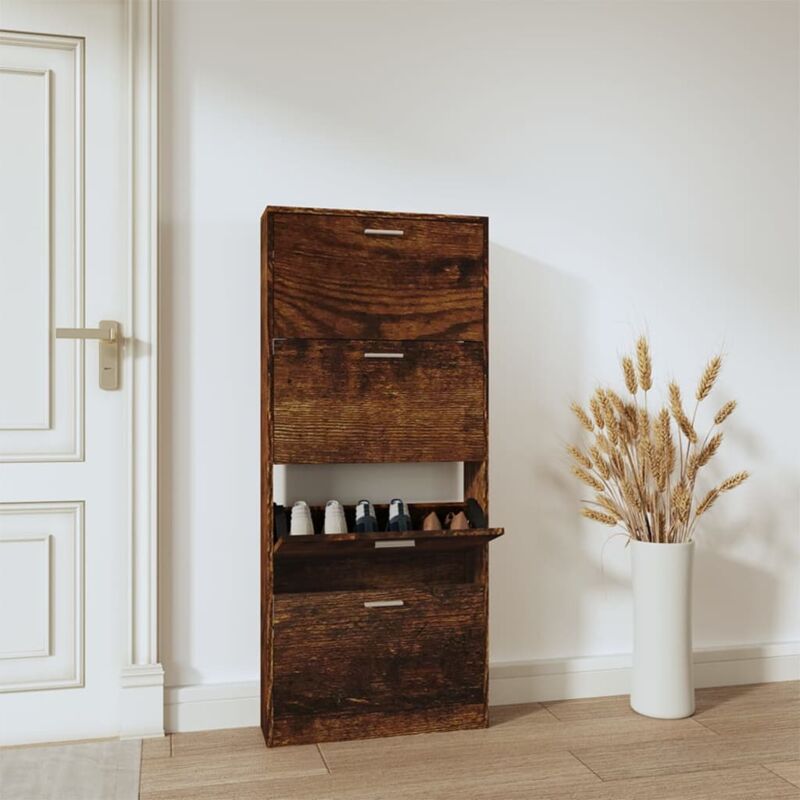foto del prodotto vidaxl scarpiera rovere fumo 59x17x150 cm in legno multistrato