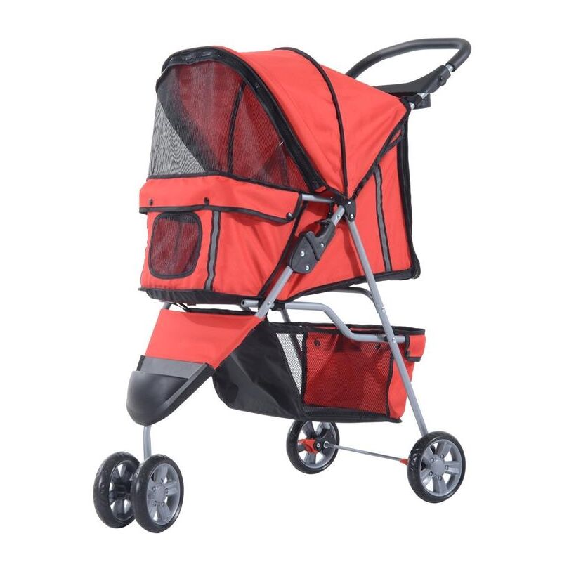 foto del prodotto passeggino per cani. carrello per animali domestici. rosso. 75x45x97cm