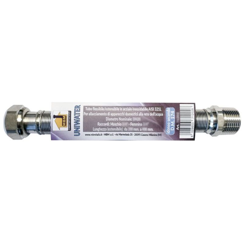 foto del prodotto tubo flessibile estensibile inox 3 4 75 130 mm acqua inox dm 174