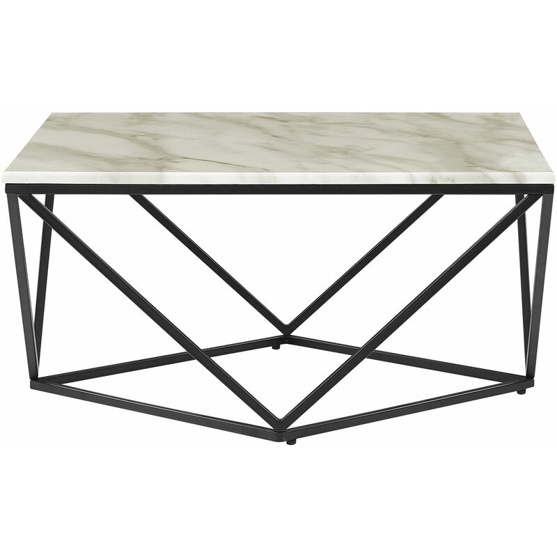 foto del prodotto beliani tavolino beige nero 80 x 80 cm mdf effetto marmo malibu