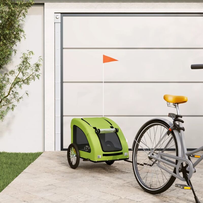foto del prodotto vidaxl rimorchio da bici per animali verde oxford e ferro